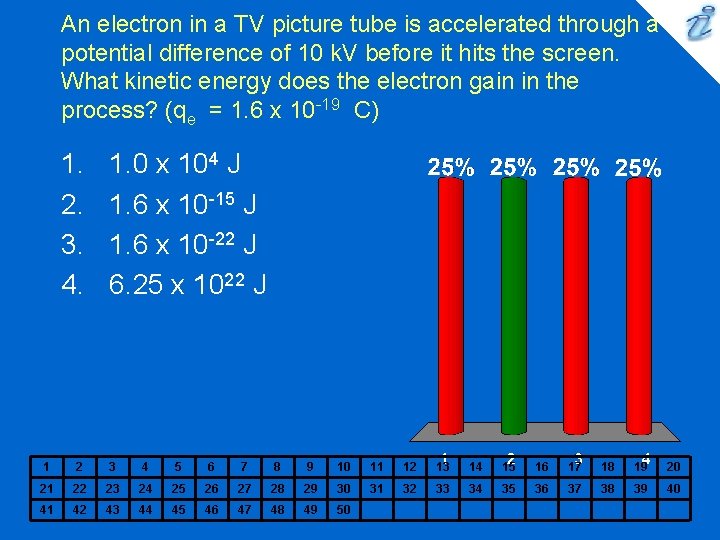 An electron in a TV picture tube is accelerated through a potential difference of