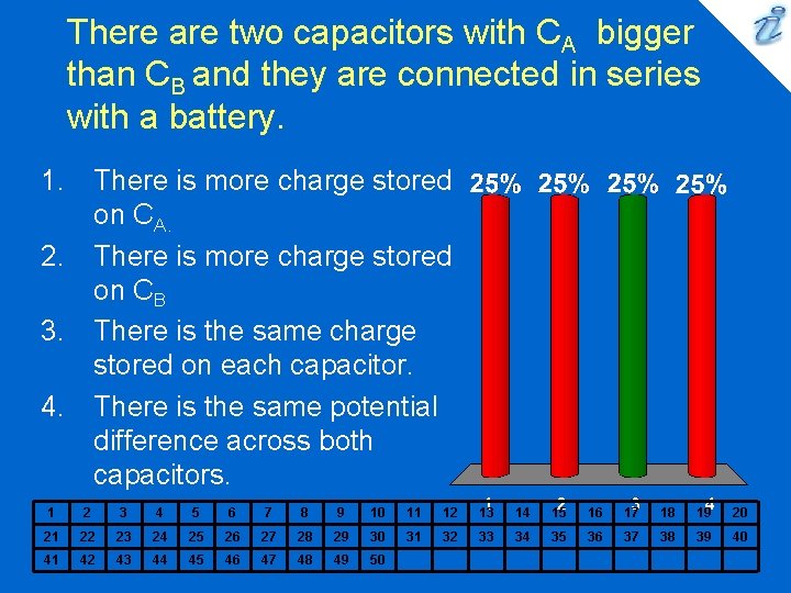 There are two capacitors with CA bigger than CB and they are connected in