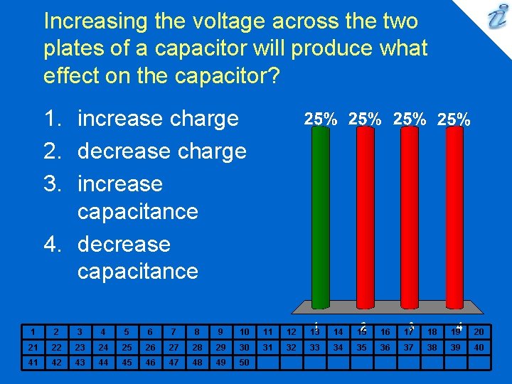 Increasing the voltage across the two plates of a capacitor will produce what effect