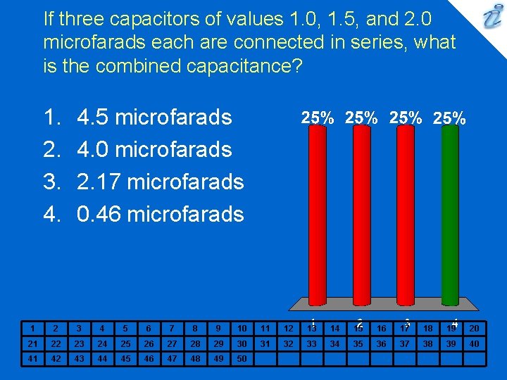 If three capacitors of values 1. 0, 1. 5, and 2. 0 microfarads each