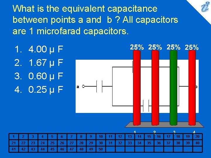 What is the equivalent capacitance between points a and b ? All capacitors are