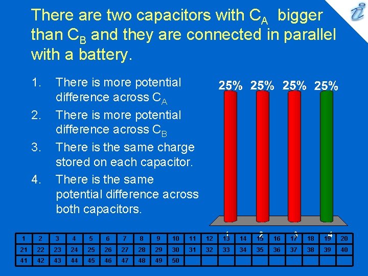 There are two capacitors with CA bigger than CB and they are connected in
