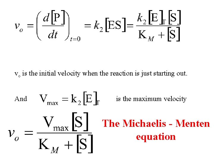 vo is the initial velocity when the reaction is just starting out. And is