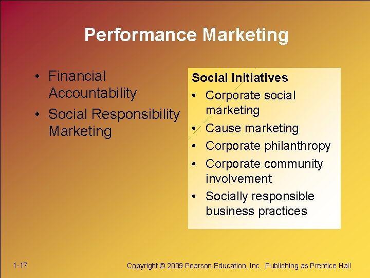 Performance Marketing • Financial Social Initiatives Accountability • Corporate social • Social Responsibility marketing Performance Marketing • Financial Social Initiatives Accountability • Corporate social • Social Responsibility marketing