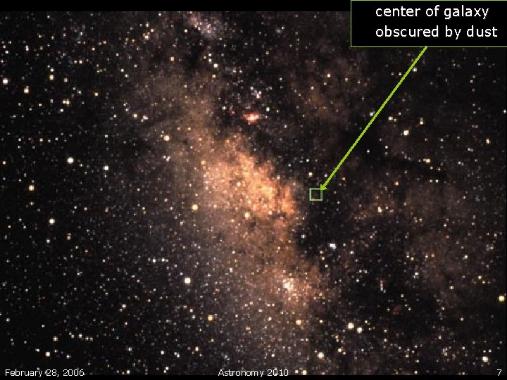 center of galaxy obscured by dust February 28, 2006 Astronomy 2010 7 