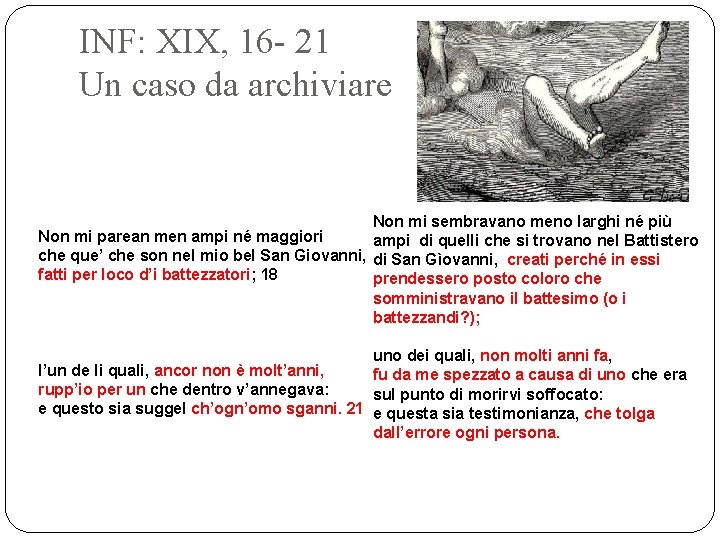 INF: XIX, 16 - 21 Un caso da archiviare Non mi sembravano meno larghi