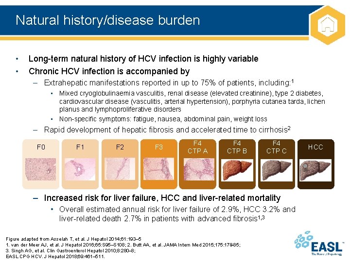 Natural history/disease burden • • Long-term natural history of HCV infection is highly variable