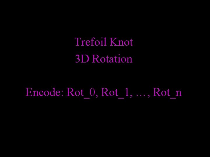 Trefoil Knot 3 D Rotation Encode: Rot_0, Rot_1, …, Rot_n 
