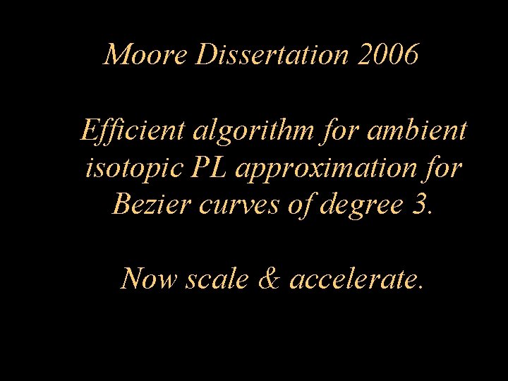 Moore Dissertation 2006 Efficient algorithm for ambient isotopic PL approximation for Bezier curves of