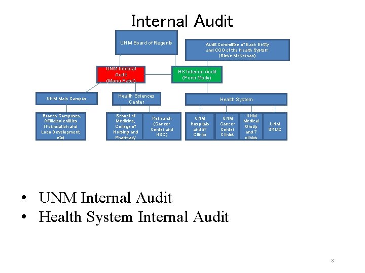 Internal Audit UNM Board of Regents UNM Internal Audit (Manu Patel) UNM Main Campus