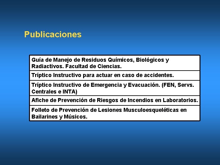 Publicaciones Guía de Manejo de Residuos Químicos, Biológicos y Radiactivos. Facultad de Ciencias. Tríptico