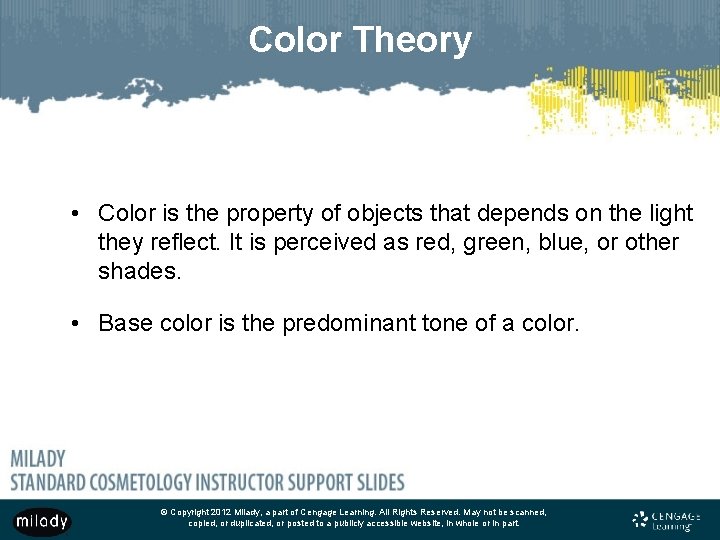 Color Theory • Color is the property of objects that depends on the light