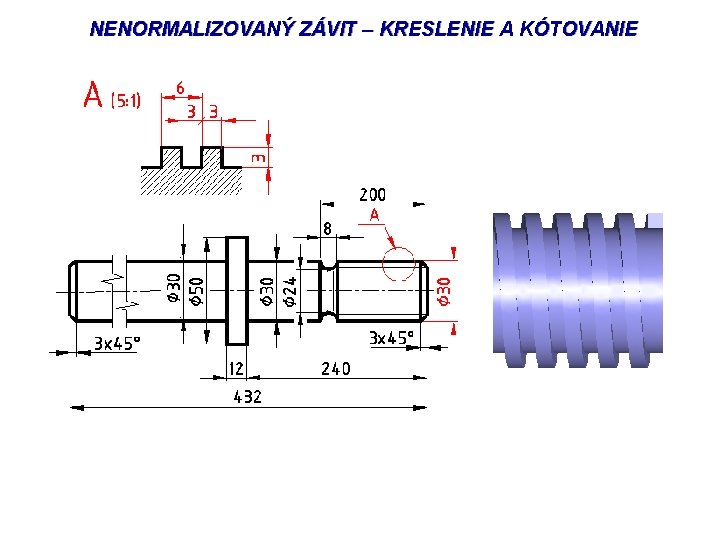 NENORMALIZOVANÝ ZÁVIT – KRESLENIE A KÓTOVANIE 