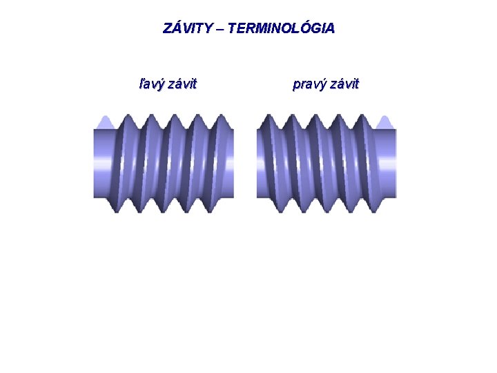 ZÁVITY – TERMINOLÓGIA ľavý závit pravý závit 
