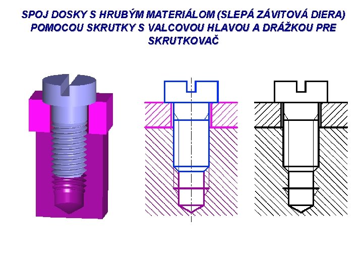 SPOJ DOSKY S HRUBÝM MATERIÁLOM (SLEPÁ ZÁVITOVÁ DIERA) POMOCOU SKRUTKY S VALCOVOU HLAVOU A