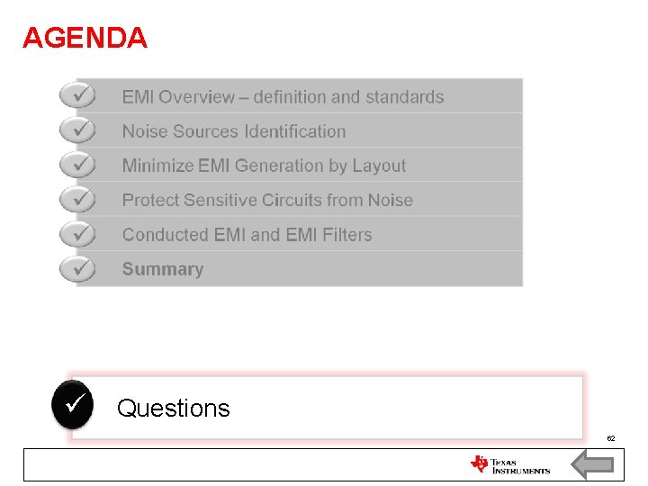 AGENDA Questions 62 