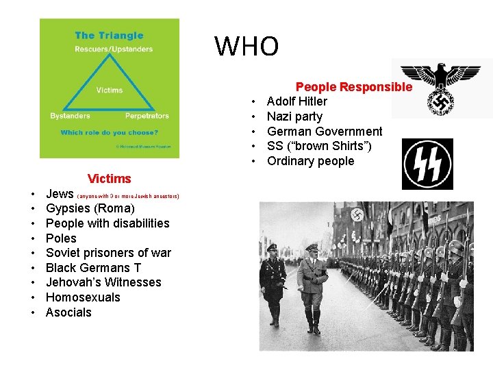 WHO • • • Victims • • • Jews (anyone with 3 or more