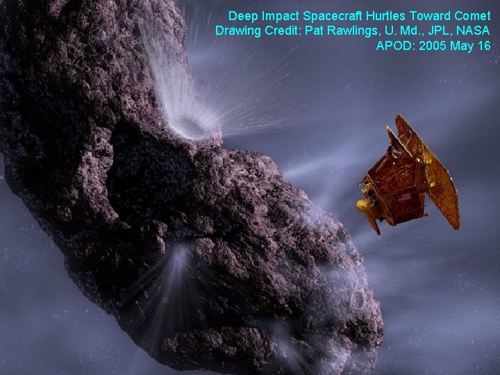Deep Impact Spacecraft Hurtles Toward Comet Drawing Credit: Pat Rawlings, U. Md. , JPL,