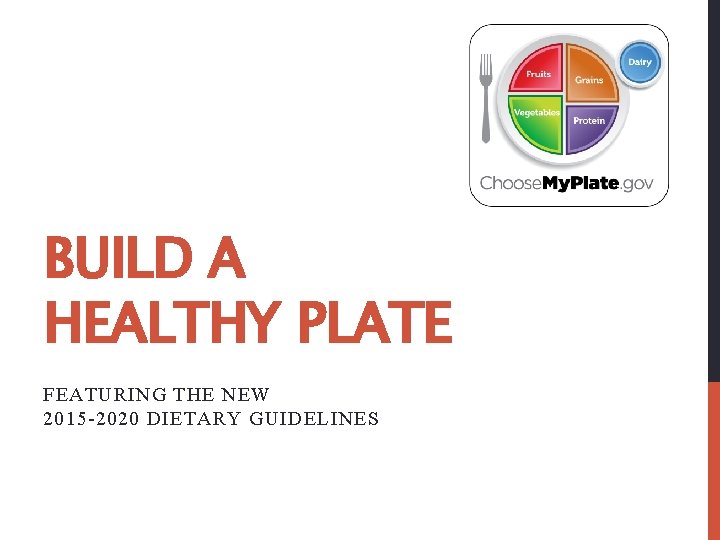 BUILD A HEALTHY PLATE FEATURING THE NEW 2015 -2020 DIETARY GUIDELINES 