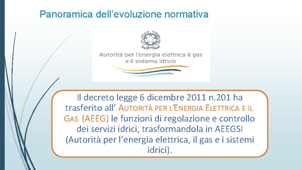 Panoramica dell’evoluzione normativa Il decreto legge 6 dicembre 2011 n. 201 ha trasferito all’