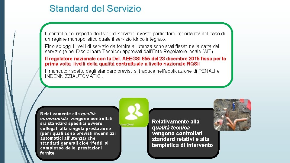 Standard del Servizio Il controllo del rispetto dei livelli di servizio riveste particolare importanza