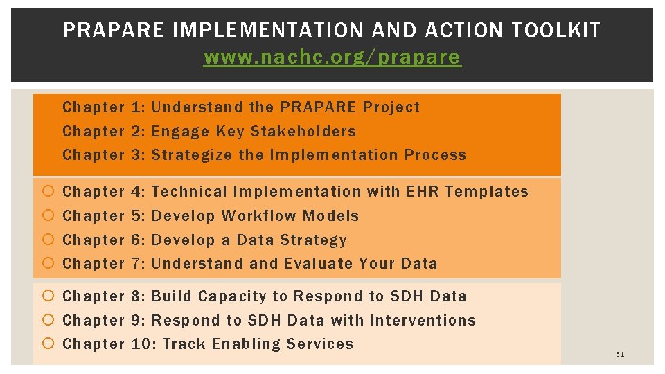 PRAPARE IMPLEMENTATION AND ACTION TOOLKIT www. nachc. org/prapare Chapter 1: Understand the PRAPARE Project