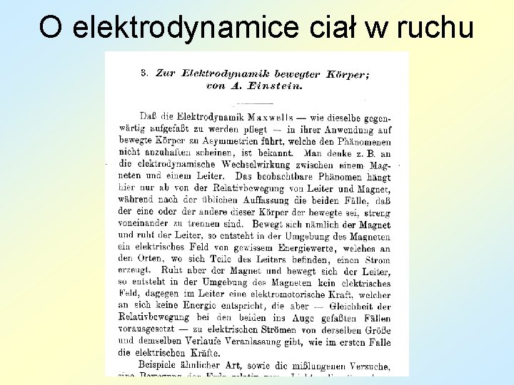 O elektrodynamice ciał w ruchu 