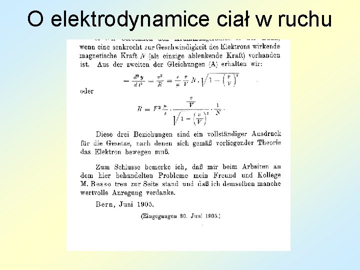 O elektrodynamice ciał w ruchu 