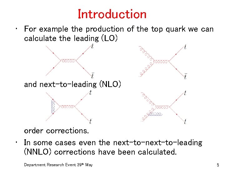 Introduction • For example the production of the top quark we can calculate the