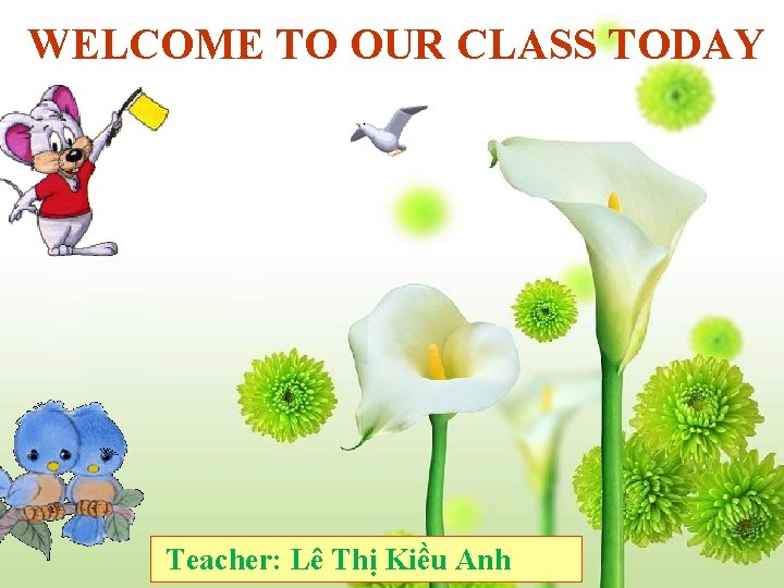 WELCOME TO OUR CLASS TODAY Teacher: Lê Thị Kiều Anh 