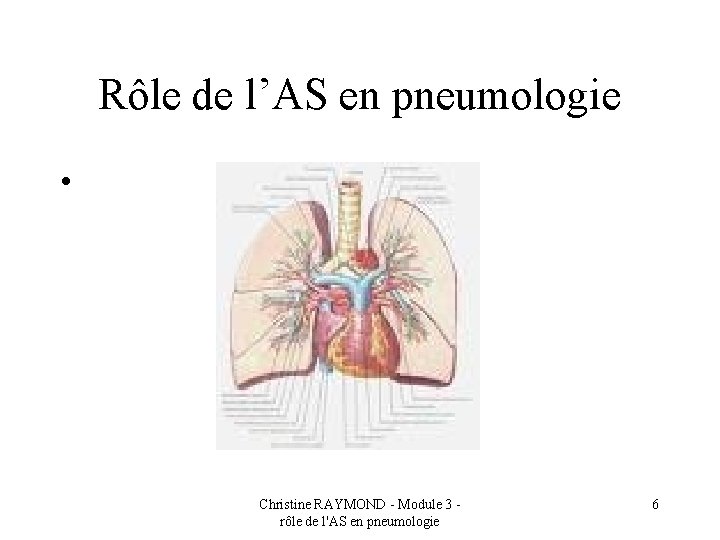 Rôle de l’AS en pneumologie • Christine RAYMOND - Module 3 rôle de l'AS