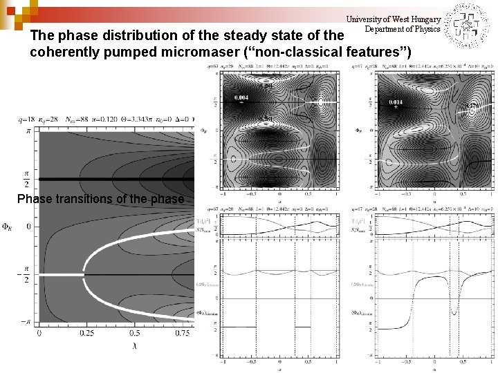 University of West Hungary Department of Physics The phase distribution of the steady state