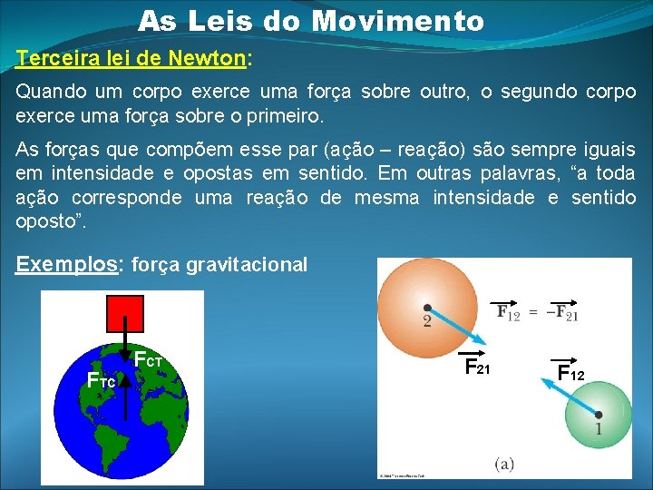 As Leis do Movimento Terceira lei de Newton: Quando um corpo exerce uma força As Leis do Movimento Terceira lei de Newton: Quando um corpo exerce uma força