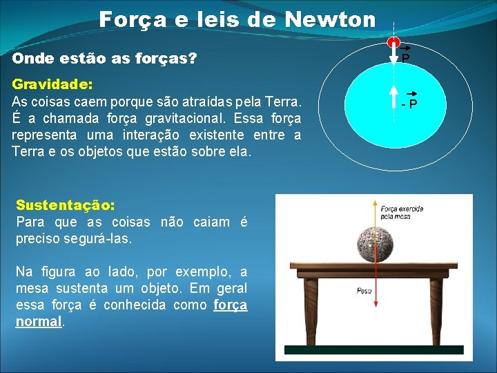 Força e leis de Newton Onde estão as forças? Gravidade: As coisas caem porque Força e leis de Newton Onde estão as forças? Gravidade: As coisas caem porque