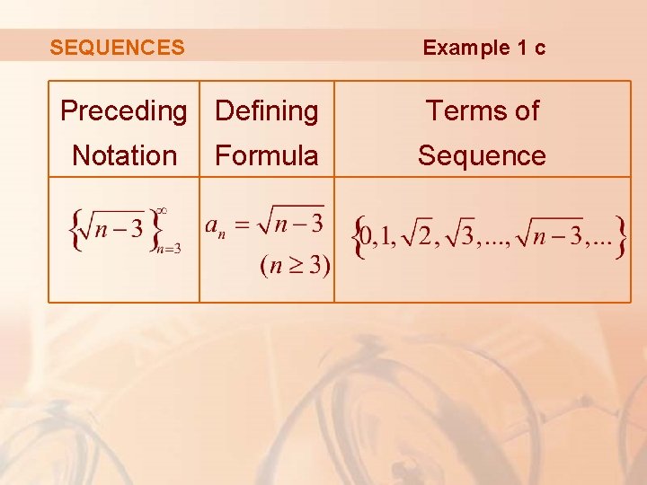 Example 1 c SEQUENCES Preceding Defining Notation Formula Terms of Sequence 