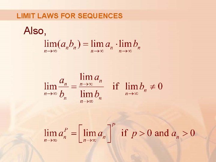 LIMIT LAWS FOR SEQUENCES Also, 