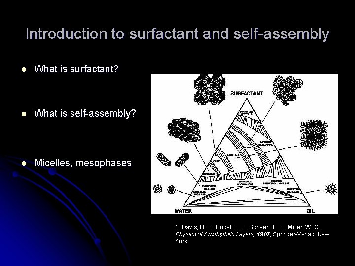 Introduction to surfactant and self-assembly l What is surfactant? l What is self-assembly? l