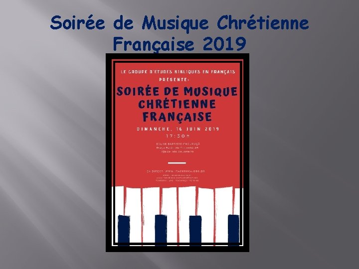 Soirée de Musique Chrétienne Française 2019 