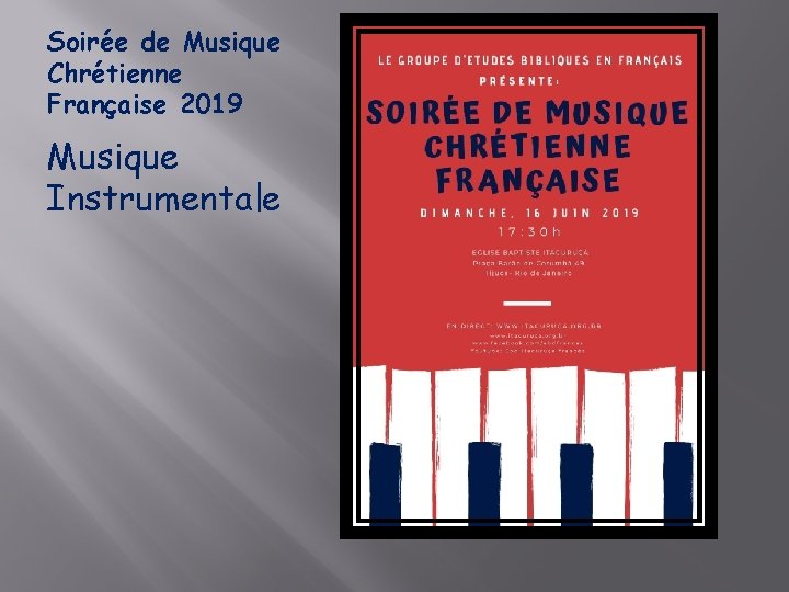 Soirée de Musique Chrétienne Française 2019 Musique Instrumentale 