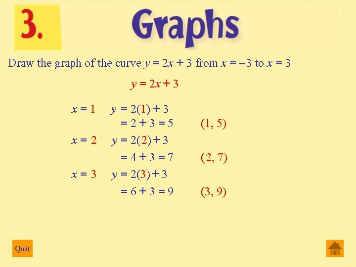 Draw the graph of the curve y = 2 x + 3 from x