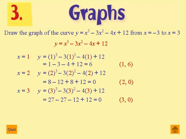 Draw the graph of the curve y = x 3 – 3 x 2