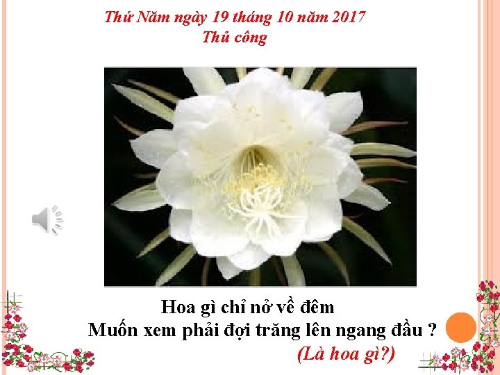 Thứ Năm ngày 19 tháng 10 năm 2017 Thủ công Hoa gì chỉ nở