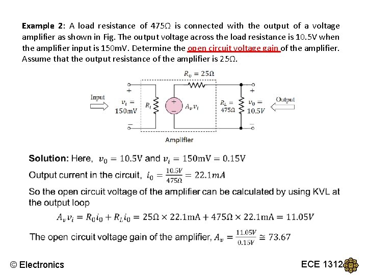 Example 2: A load resistance of 475Ω is connected with the output of a