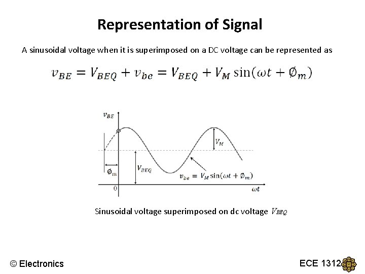 Representation of Signal A sinusoidal voltage when it is superimposed on a DC voltage