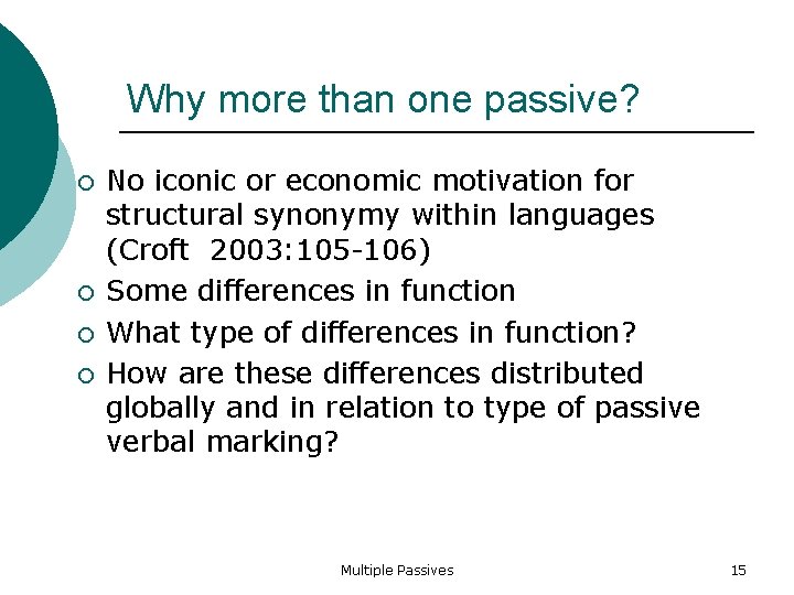 Why more than one passive? No iconic or economic motivation for structural synonymy within