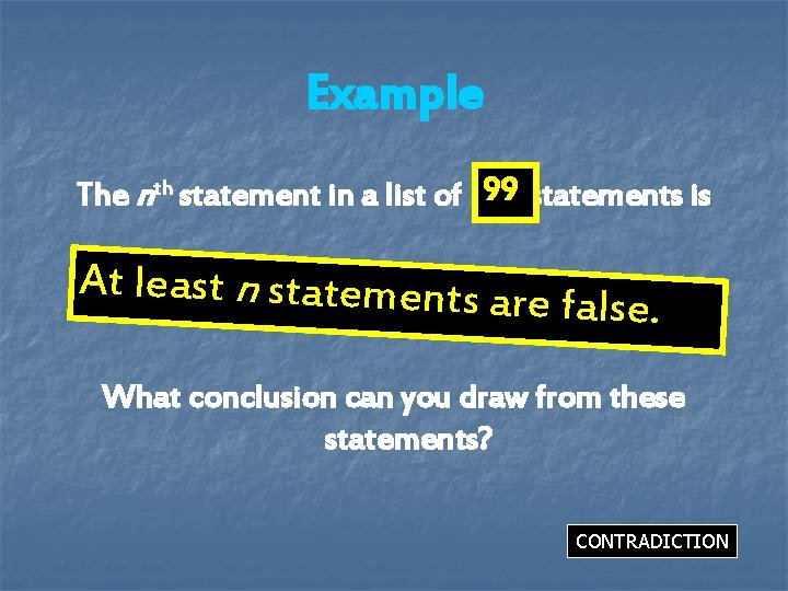 Example 99 statements is The nth statement in a list of 100 EAxtalcetalsytnnssttaatteem meennttssaarreeffaallssee. Example 99 statements is The nth statement in a list of 100 EAxtalcetalsytnnssttaatteem meennttssaarreeffaallssee.