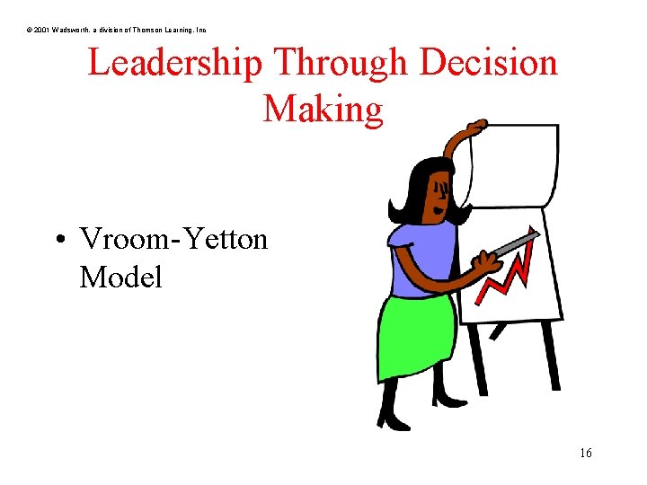 © 2001 Wadsworth, a division of Thomson Learning, Inc Leadership Through Decision Making •