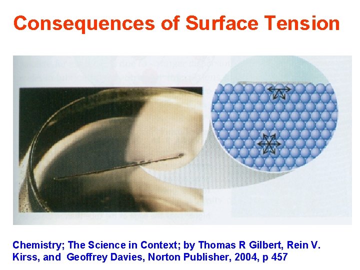Consequences of Surface Tension Chemistry; The Science in Context; by Thomas R Gilbert, Rein