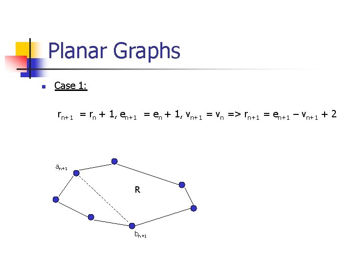 Planar Graphs n Case 1: rn+1 = rn + 1, en+1 = en +