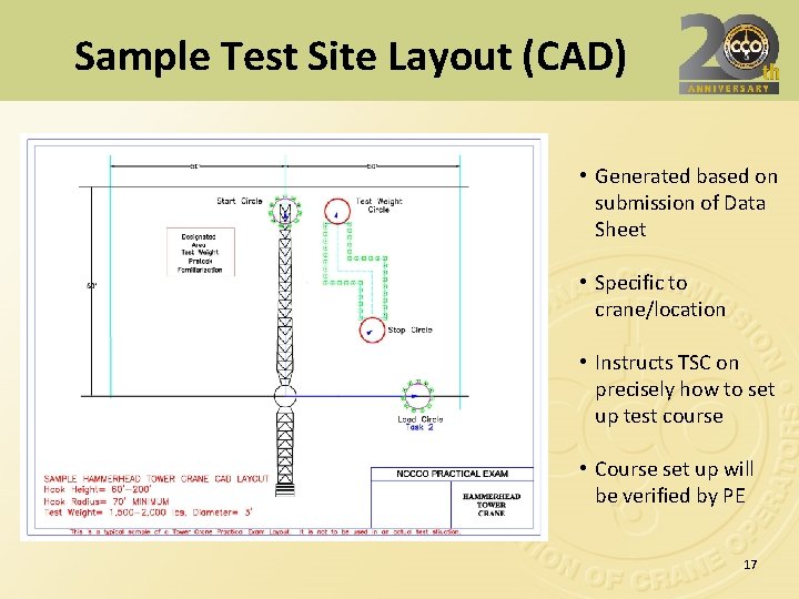 Sample Test Site Layout (CAD) • Generated based on submission of Data Sheet •